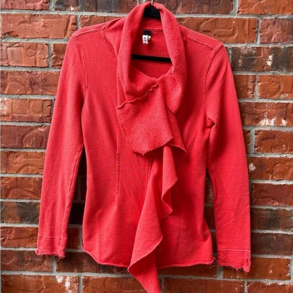 We The Free Womens Medium Orange Cascading Waterfall Cinched Back Cardigan
